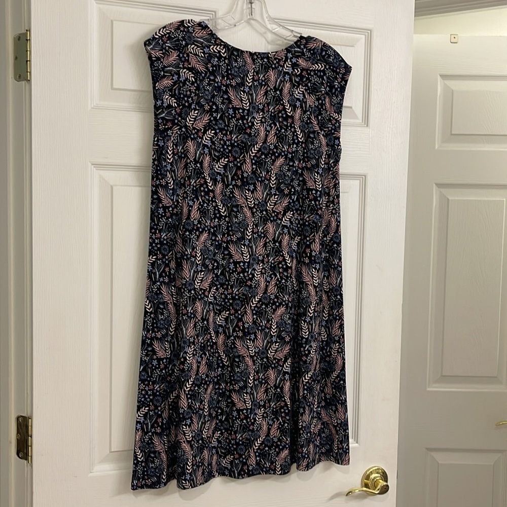 LOFT sleeveless dress new with tags size small navy, pink and light blue print - Picture 2 of 5